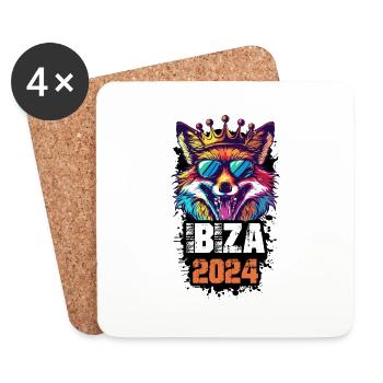 Ibiza 2024 Urlaub Fuchs - Untersetzer (4er-Set) - Weiß - Vorne