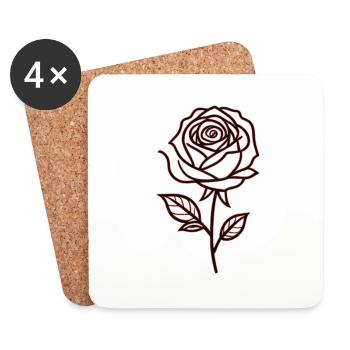 Leuchtende Rosen Silhouette - Untersetzer (4er-Set) - Weiß - Vorne
