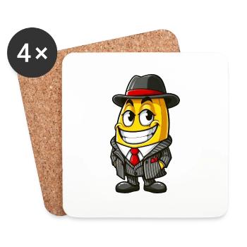 Cool Banane Mafia Gangster Dessin animé Élégant - Dessous de verre (lot de 4) - blanc - Devant