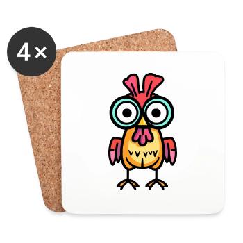 Poulet Halloween Bande Dessinée Drôle - Dessous de verre (lot de 4) - blanc - Devant