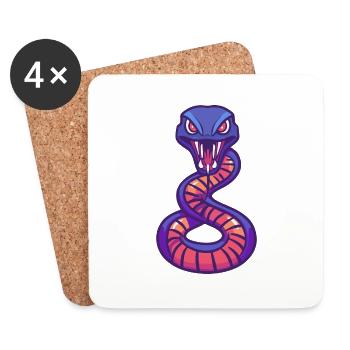 Serpent Cobra Halloween Bande Dessinée Drôle - Dessous de verre (lot de 4) - blanc - Devant