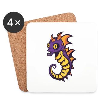 Hippocampe Halloween Bande dessinée drôle - Dessous de verre (lot de 4) - blanc - Devant
