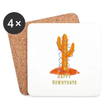 Joyeuses Fêtes Cactus - Dessous de verre (lot de 4) - blanc - Devant