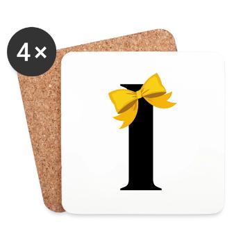 Letter i yellow knot - Coasters (set of 4) - white - Front