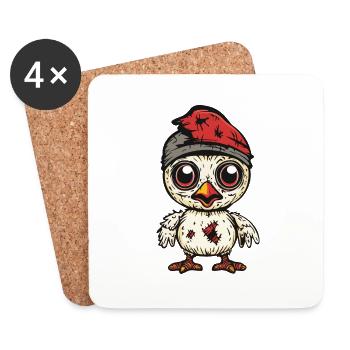 Huhn Halloween Lustig Zombie - Untersetzer (4er-Set) - Weiß - Vorne