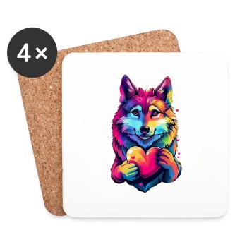 Wolf - Coasters (set of 4) - white - Front