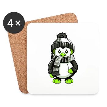 Pinguin Winter Comic - Untersetzer (4er-Set) - Weiß - Vorne