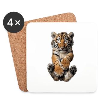 Tiger - Untersetzer (4er-Set) - Weiß - Vorne