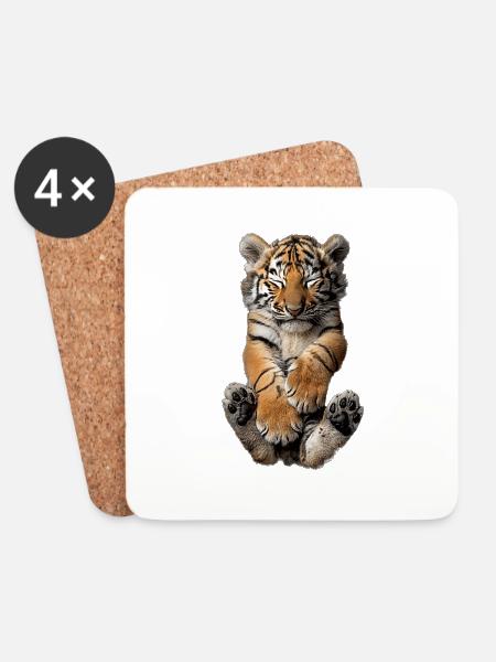 Tiger - Untersetzer (4er-Set) - Weiß