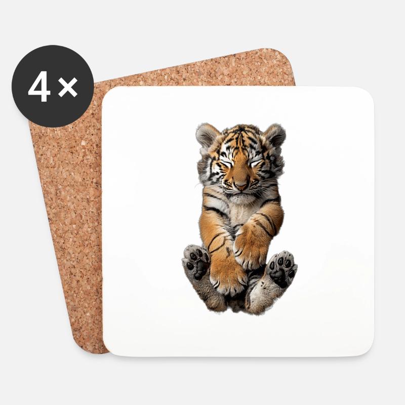 Tiger - Untersetzer (4er-Set) - Weiß