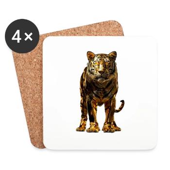 Tigre - Dessous de verre (lot de 4) - blanc - Devant