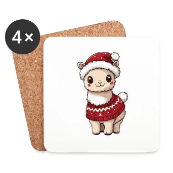 Alpaka Llama Weihnachten - Untersetzer (4er-Set) - Weiß - Vorne