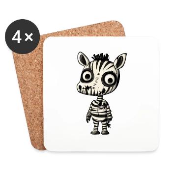 Zebra Halloween Comic Lustig - Untersetzer (4er-Set) - Weiß - Vorne