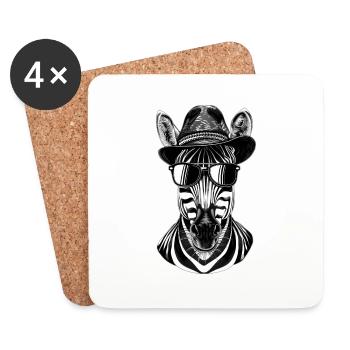 Zebra - Untersetzer (4er-Set) - Weiß - Vorne