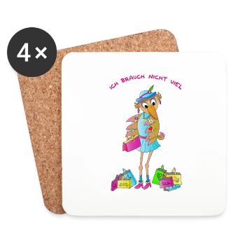 Schräger Vogel Shopping Girl Humor Comicstyle - Untersetzer (4er-Set) - Weiß - Vorne