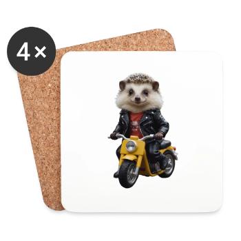 Igel Scooter - Untersetzer (4er-Set) - Weiß - Vorne