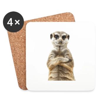Suricate - Dessous de verre (lot de 4) - blanc - Devant