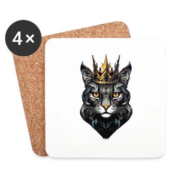 Katze Krone - Untersetzer (4er-Set) - Weiß - Vorne
