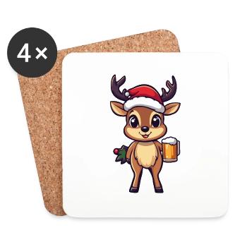 Bière de cerf Noël Noël - Dessous de verre (lot de 4) - blanc - Devant