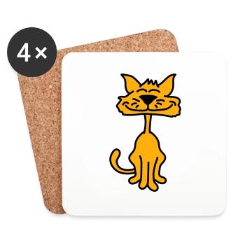 Pretty Cat Looking Happy Cheerful Smiling - Coasters (set of 4) - white - Front