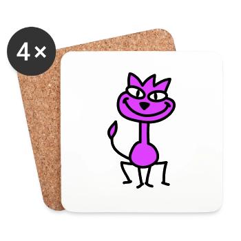 Pretty Cat Looking Happy Cheerful Smiling - Coasters (set of 4) - white - Front