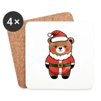 Dessin de Noël Ours - Dessous de verre (lot de 4) - blanc - Devant