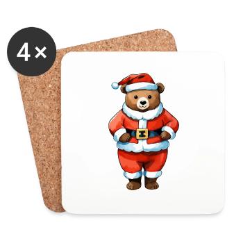 Dessin de Noël Ours - Dessous de verre (lot de 4) - blanc - Devant