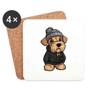 Airedale Terrier Hund Winter - Untersetzer (4er-Set) - Weiß - Vorne