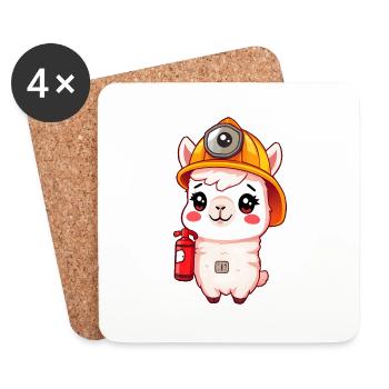 Safety First Alpaca pompier - Dessous de verre (lot de 4) - blanc - Devant
