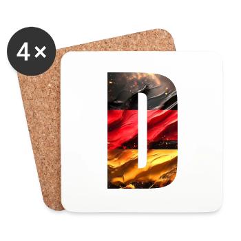 Flagge Deutschland - Untersetzer (4er-Set) - Weiß - Vorne