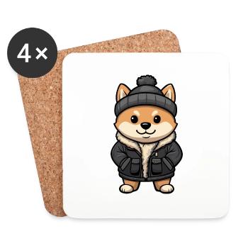 Shiba Inu Chien Élégant - Dessous de verre (lot de 4) - blanc - Devant