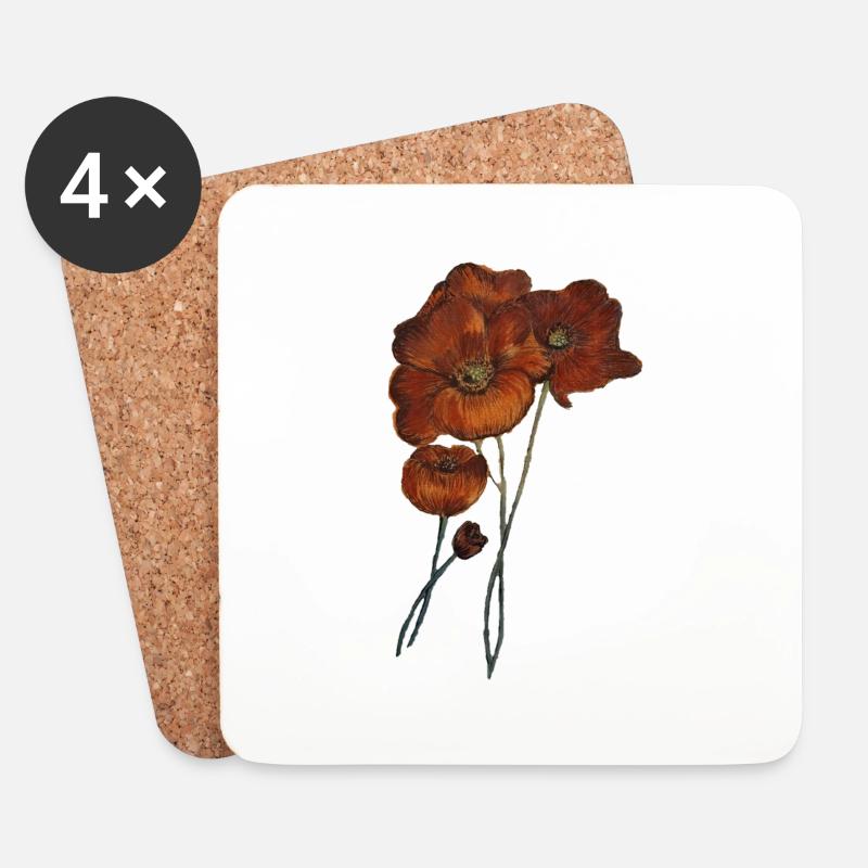 MOHNBLUMEN - Untersetzer (4er-Set) - Weiß