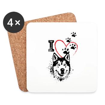 I LOVE DOGS - Coasters (set of 4) - white - Front