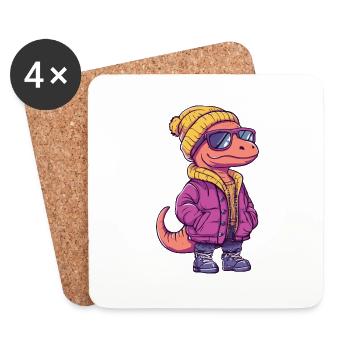 Dinosaure brontosaure hiver - Dessous de verre (lot de 4) - blanc - Devant