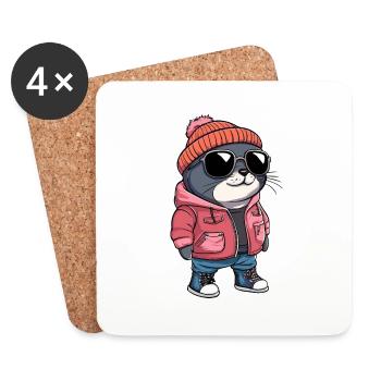 Seal Animal Winter - Coasters (set of 4) - white - Front