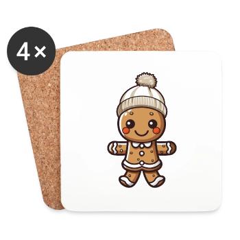 bonhomme en pain d’épices - Dessous de verre (lot de 4) - blanc - Devant