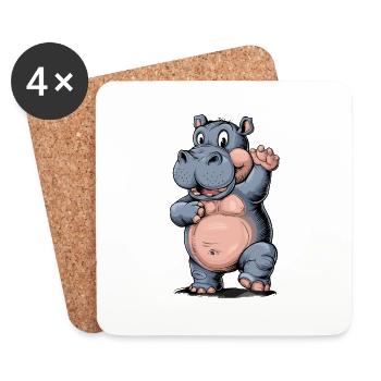 Niedliches Nipferd Baby mit Zung raus. Design - Untersetzer (4er-Set) - Weiß - Vorne