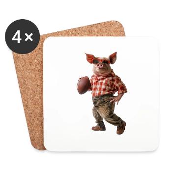 Pig Football - Coasters (set of 4) - white - Front