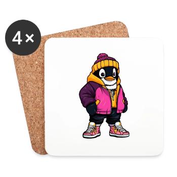 Penguin Fashion Winter - Coasters (set of 4) - white - Front