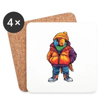 Papagai Mode Hiver - Dessous de verre (lot de 4) - blanc - Devant