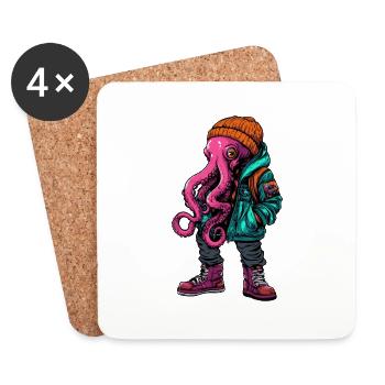 Oktopus Fashion Winter - Untersetzer (4er-Set) - Weiß - Vorne
