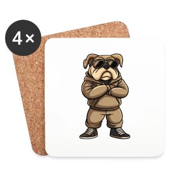 Bulldog Dog - Coasters (set of 4) - white - Front