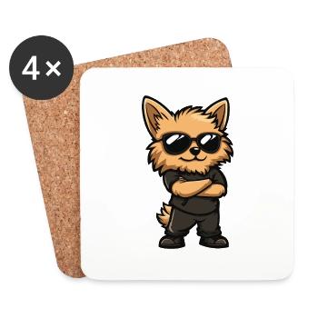 Zwergspitz Hund Comic - Untersetzer (4er-Set) - Weiß - Vorne