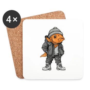 Goldfish Fashion Winter - Coasters (set of 4) - white - Front