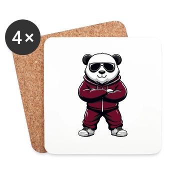Bande dessinée cool panda - Dessous de verre (lot de 4) - blanc - Devant