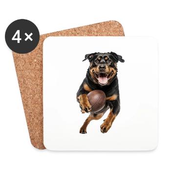 Rottweiler - Dessous de verre (lot de 4) - blanc - Devant