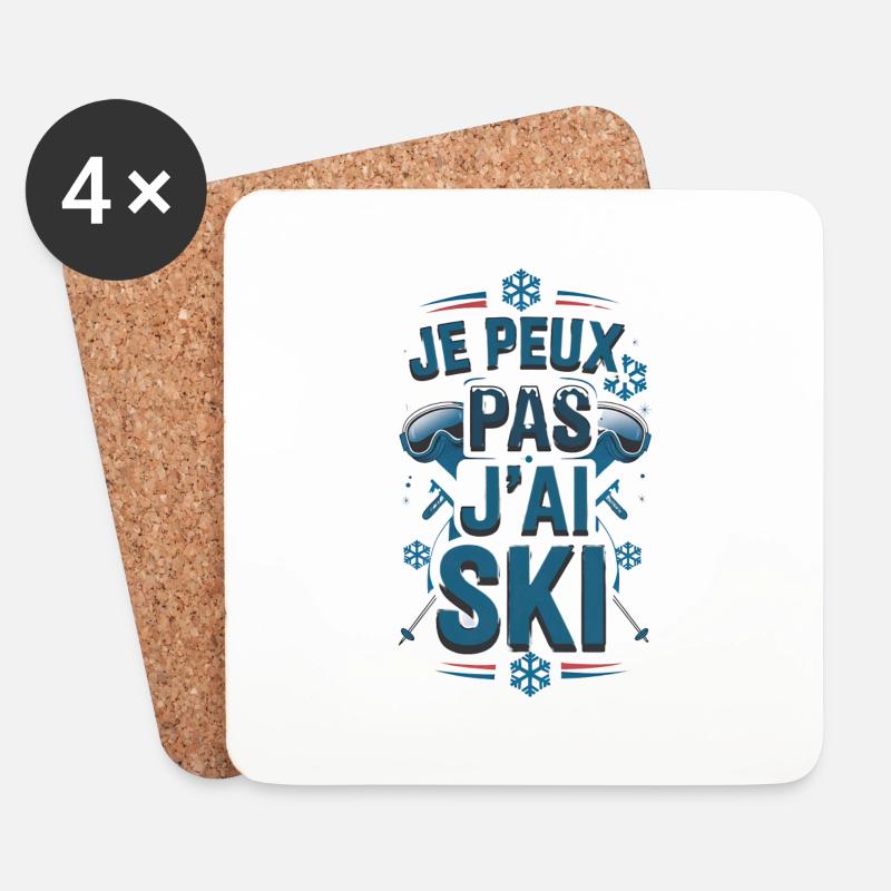 Ich kann nicht Ski fahren - Untersetzer (4er-Set) - Weiß