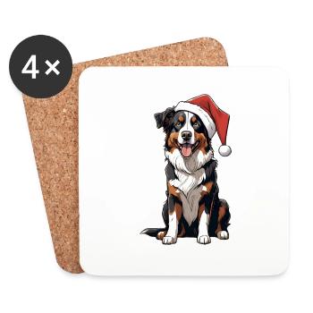 Australian Shepherd Christmas - Coasters (set of 4) - white - Front
