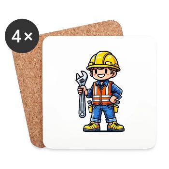 Construction worker - Coasters (set of 4) - white - Front