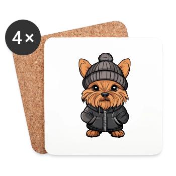 Yorkshire Terrier Hund Cartoon - Untersetzer (4er-Set) - Weiß - Vorne